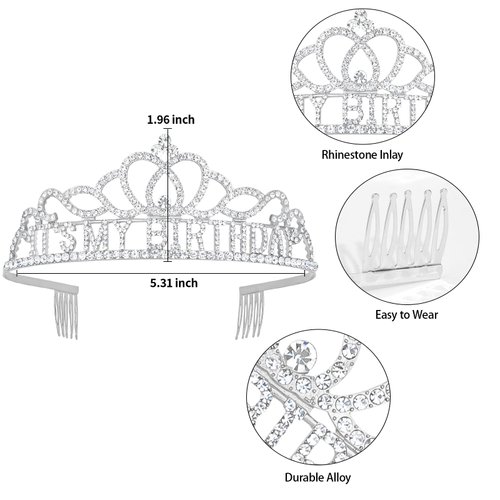 ACO-UINT Silver Birthday Crown for Women, Happy Birthday Headband It's My Birthday Crown, Birthday Girl Crown Birthday Queen Tiara Birthday Decorations Birthday Gifts