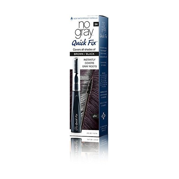 No Gray Quick Fix, Dark Brown, Instantly Hide Gray Roots, Easy to Use 3 Comb Applicator, Compact & Travel Friendly