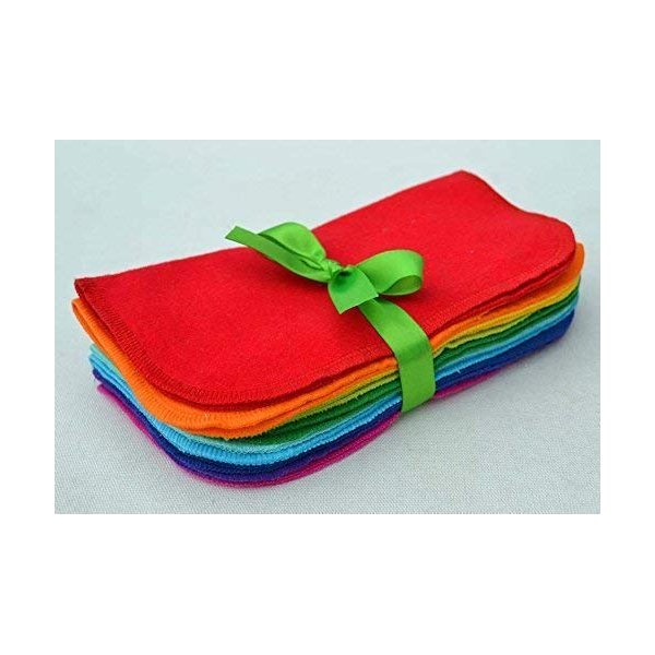 2 Ply Solid Flannel 8x8 Inches Set of 10 Rainbow Edging