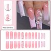 DANMANR Long Fake Nails Pink Gradeint Press on Coffin Nails Cute Full Cover Acrylic French Fake Nails for Women and Girls 24PCS