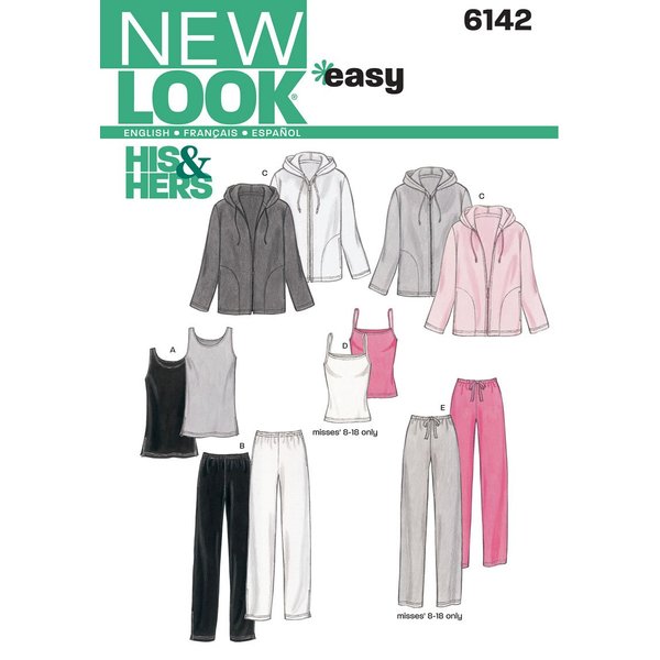 New Look Sewing Pattern 6142 Miss/Men Separates, Size A