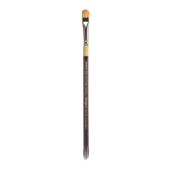 KINGART Premium Original Gold 9247-3/8 Crescent Filbert Blender Series Artist Brush, Golden Taklon & Bristle Blend, Short Handle, for Acrylic and Oil Painting, Size 3/8"