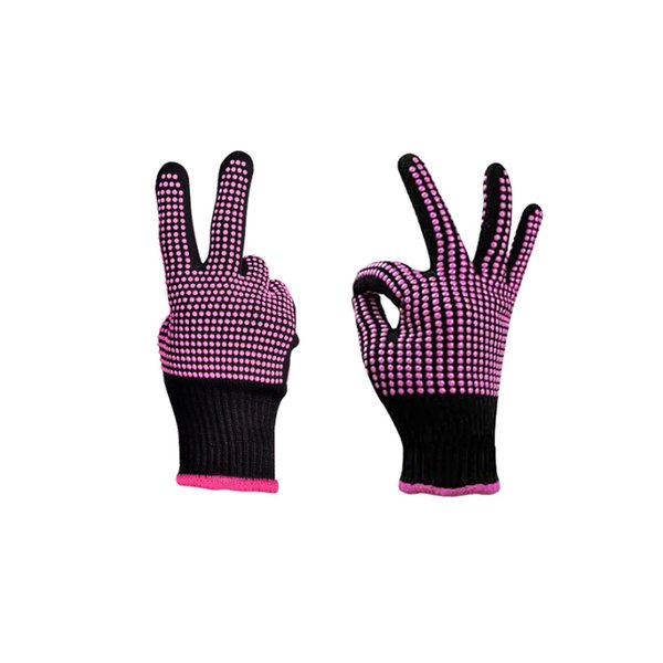 NUENSS-ROR Multipurpose Double-Sided Heat Resistant Non-Slip Gloves with Silicone Bumps,2Pair Professional Heat Proof Glove Mitts for Hair Styling and Cooking Gloves-Universal Fit Size