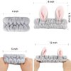 YISSION 6Pcs Face Wash Headbands and Wristbands Set Bunny Ears Headbands Spa Headband Makeup Headband Skincare Headbands with Wristbands for Women Girls Washing Face(Gray)