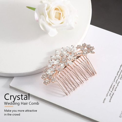JONKY Bride Wedding Rhinestone Hair Side Comb Silver Pearl Bridal Hair Combs Crystal Hair Pieces Daily Hair Accessories for Women and Girls (Style2)