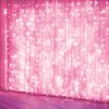amadecohome Curtain Lights, Pink Room Decor 8 Modes LED String Lights for Garden, Teen Girls' Room, Party, Window, Wall and Valentines Day Decor