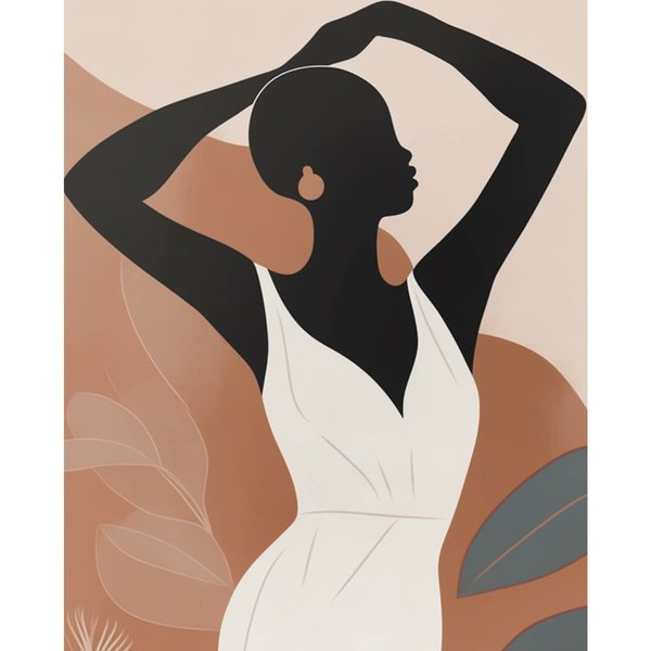 Tropical Black Girl Painting Fashion Africa Female Paint by Number Kits 16 x 20 inch Desert Jungle Canvas DIY Nordics Boho Oil Painting for Kids Adults Beginner with Brushes and Acrylic(Frameless）