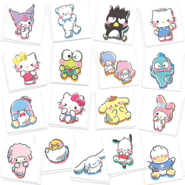 Kitty Birthday Party Supplies, 34Pcs Temporary Tattoos Party Favors, Removable Tattoo Stickers for Goody Bag Treat Bag Stuff for Kawaii Birthday Party Decoration