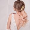 Jaciya Leaf Hair Comb Gold Hair Accessories Metal Hair Combs Rhinestone Flower Hair Side Combs Wedding Bridal Jewelry Hair Clips for Women Girls