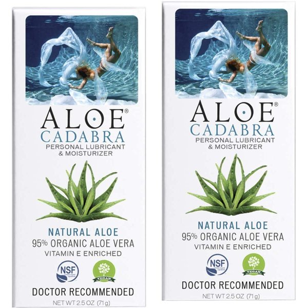 Aloe Cadabra Natural Water Based Personal Lube, Organic Lubricant for Her, Him & Couples, Unscented, 2.5 oz Organic Natural Aloe, 2.5 Ounce (Pack of 2)