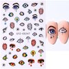 8 Sheets Mushroom Rainbow Nail Art Stickers Colorful Flower Eye Nail Stickers 3D Embossed Engraved Nail Decals Cute Smiling Face Stickers for Nails Art Design Self-Adhesive Nail Art Supplies for Women