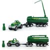 Kid's Farm Toys Tractor Trailer Trucks Vehicle Playset Grain Loader Forklift Pickup Tow Truck Towing Water Tank Log Transport, 12 Pieces Die Cast Farming Toy Vehicles Model Car, Boys Toy Gifts, green