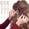 Ximimark 3Pcs Moon Crystal Rhinestone Beads Dangle Hairpin Hair Clip Women Bridal Hair Accessories Tassels Hairpin Silver&Gold&Rose Gold