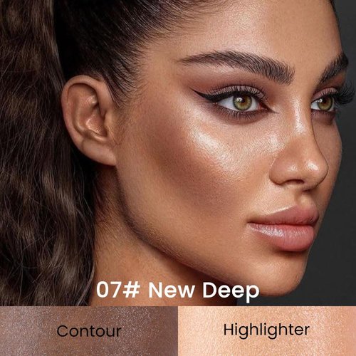 Kaely 2in1 Cream Bronzer Highlighter Stick,Face Shaping Contouring Sticks,Cheek Contour Highlight Palette Kit,maquillaje contorno en crema Bronzing Foundation Stick,Face Brightens & Shades Makeup,07