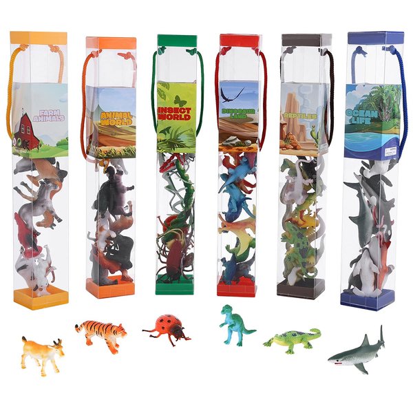 Animal Figures, 72 PCS Realistic Mini Dinosaur Insect Sea Farm Reptile Wild Jungle Animal Toys, Zoo Animals Playset, Cake Topper Party Favors for Kids 1, 2, 3 Year Olds