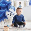 1st Birthday Highchair Banner Set, Party Decorations for Girl Baby Shower, 1st Birthday Party Supplies with Birthday Hat, Cake Topper, Balloon Set, and Tinsel Foil Fringe Curtain, Blue