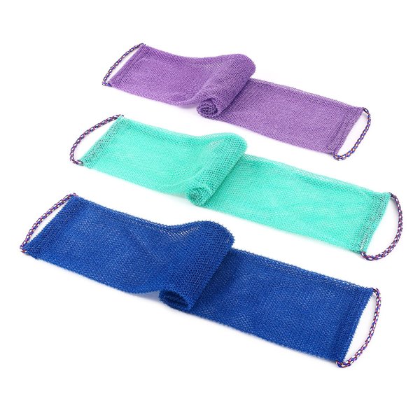 3 PCS African Exfoliating Net,African Net Sponge,Exfoliating Body Scrubber Back Scrubber for Shower,Exfoliating Washcloth African Net Bath Sponge Exfoliating Net for Men Women Daily Shower Bathing
