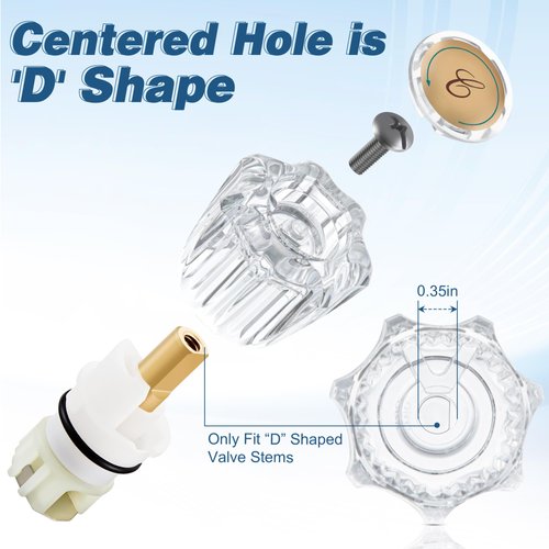 Enhon Bathroom Faucet Knobs Replacement, Bathtub Faucet Handles Compatible with Delta/Delex/Peerless, Hot and Cold Sink Faucet Knobs Replacement Parts in Clear Acrylic, Include Screws(2 Pairs)