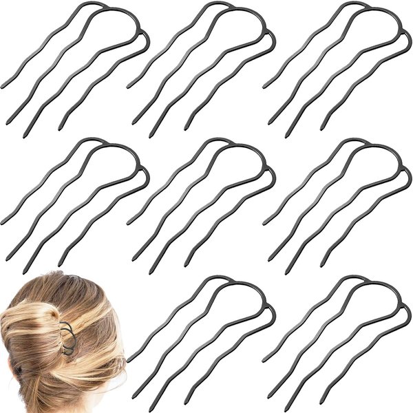 8 Pieces Hair Side Combs, Metal Hair Fork Clip Hair Pins for Buns 4 Prong Hair Updo U-Shape Hair Sticks for Women Hair Styling Tool Accessories