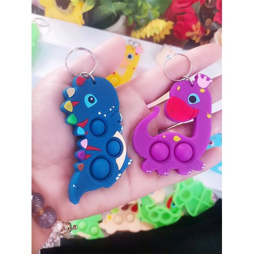 30 Packs Bulk Backpack Dinosaur Animal Fidget Keychain Decor,Small Mini pop for Students Gifts and Animal Return Birthday Party Favors,Little Dinosour bubbel Prize