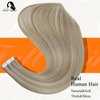 Full Shine Tape in Hair Extensions Human Hair 18 Ash Blonde Highlight 613 Blonde Double Sided Tape in Hair Extensions 12 Inch Invisible Straight Hair Extensions Tape in 30G 20Pcs Tape in Extensions