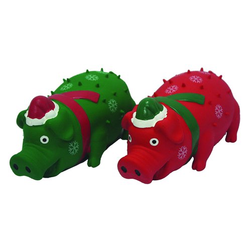 multipet Holiday Globlets 8" Latex Dog Toy, Assorted Green and Red (2 Pack)