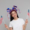 Doneace 4th of July Headband Patriotic Pom Pom Headband Blue Red White Design Ribbon Head Bopper Hair Hoop Independence Day Hair Accessories Cute Fluffy Ball Hair Band for Women Girls Kids 1Pcs…