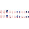 4th of July Press on Nails Short Almond Shape Fake Nails Independence Day Glue on Nails Glossy Red White French Tip Full Cover False Nails Star American Flag Artificial Nails for women Girls 24Pcs