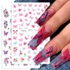 8pcs 3D Flower Nail Stickers Colorful Butterfly Nail Art Stickers Floral Nail Decals for Nail Art Supplies Cherry Blossom Nail Sticker Tulip Lavender Spring Nails Stickers Flower Stickers for Nails