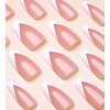 Artquee V French Tip Press on Nails Long Pink White Coffin Fake Nails Tips Glossy Full Cover Acrylic Nail Artificial Nail Art Reusable Stick on Nails Kit for Women - 30Pcs in 15 Sizes