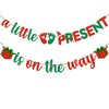 A Little Present Is On The Way Banner Christmas Baby Shower Decorations Winter Baby Shower Decorations Christmas Baby Shower Party Supplies