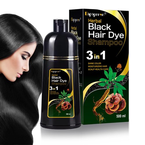 Rccilucki 3 in 1 Hair Dye Shampoo for Women and Men,Natural Black Hair Dye Shampoo (Black)
