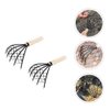 Cabilock Clam Rake for Clamming 2Pcs Claw Rake with Mesh Net Clam Seafood Digging Rake Wooden Handle Clam Scraper Tool for Beach