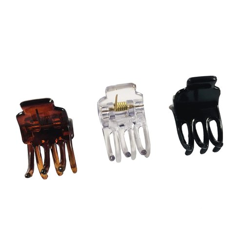 Parcelona French Pinch Mini Tortoise Brown Black Clear Celluloid Acetate Jaw Hair Claw Clips