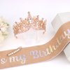 BAHABY Rose Gold Birthday Crowns for Women, It's My Birthday Sash & Rhinestone Birthday Tiara Set Princess Birthday Sash and Headbands for Women Girls Birthday Party Decorations