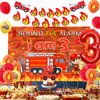 Fire Truck 3rd Birthday Decoration Sound the Alarm I Am 3 Birthday Decorations Sound the Alarm I Am Happy Birthday Banner, Backdrop, Cake Topper Firemen Birthday Decorations for 3rd Birthday Supplies