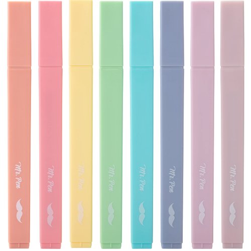Mr. Pen- Aesthetic Cute Pastel Highlighters Set, 8 pcs, Chisel Tip, Candy Colors, No Bleed Bible Assorted Colors