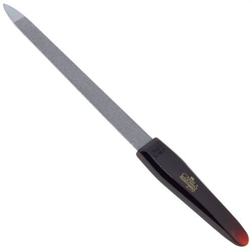 Camila Solingen CS17 5" Professional Sapphire Metal Nail File Pointed for Fingernail and Toenail Care. Double Sided Coarse Fine for Manicure/Pedicure. Made of Stainless Steel, Solingen Germany