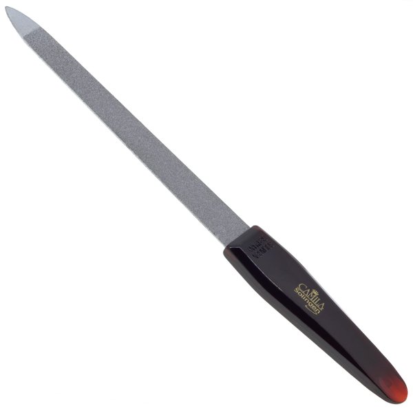 Camila Solingen CS17 5" Professional Sapphire Metal Nail File Pointed for Fingernail and Toenail Care. Double Sided Coarse Fine for Manicure/Pedicure. Made of Stainless Steel, Solingen Germany