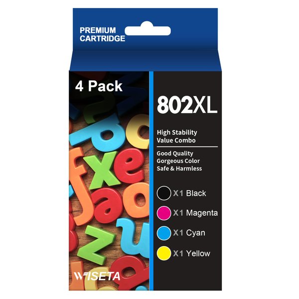 802XL Remanufactured Ink Cartridges Replacement for Epson 802 Ink Cartridges 802XL Ink Cartridges for Epson Printer to Use with Workforce Pro WF-4730 WF-4740 WF-4720 WF-4734 EC-4020 EC-4030 (4 Pack)