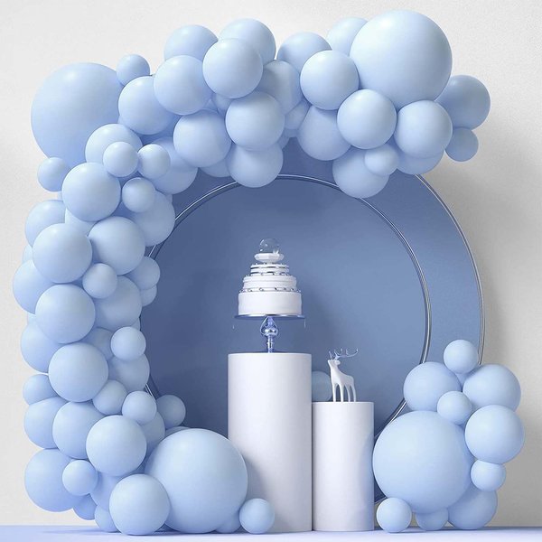 129PCS Pastel Blue Balloons,18 12 10 5 inch Pastel Blue Latex Balloon Arch Kit Party Decorations,Suitable for Birthday Baby Shower Gender Reveal Wedding Party Decoration