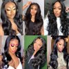 NC Body Wave Human Hair Wigs For Black Women Wig 4x4 Middle Part Lace Front Wigs Body Wave Lace Front Wig Brazilian Virgin Hair Lace Closure Wig Natural Black(30inch)