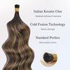DOORES I Tip Hair Extensions Real Human Hair, Balayage Dark Brown to Chestnut Brown 18 Inch 50g/50s,I Tips Hair Extensions Human Hair Invisible I Tips Extensions Cold Fusion Hair Extensions Straight
