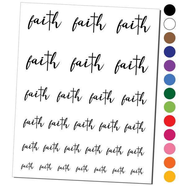 Inspirational Faith with Cross Christianity Hope Love Temporary Tattoo Water Resistant Fake Body Art Set Collection - Black (One Sheet)