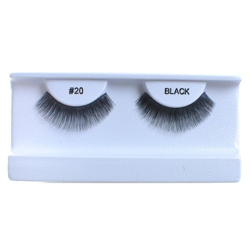 100 Pairs 100% Human Hair False Eyelashes Natural Black #20