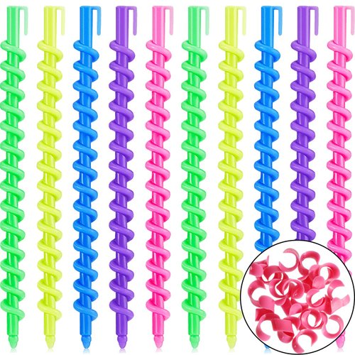 100 Pieces Spiral Hair Perm Rod Plastic Long Barber Hairdressing Styling Curling Perm Rod Rollers Salon Tools for Women Girls