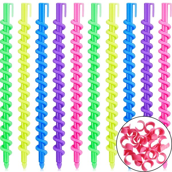100 Pieces Spiral Hair Perm Rod Plastic Long Barber Hairdressing Styling Curling Perm Rod Rollers Salon Tools for Women Girls