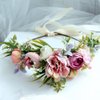 UUPP Bridal Flower Headband Artificial Flower Crown Wreath Headpiece with Adjustable Ribbon for Wedding Festivals