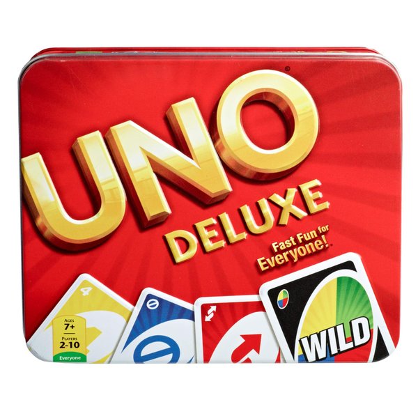 Mattel Games UNO Deluxe Card Game for with 112 Card Deck, Scoring Pad and Pencil, Kid Teen & Adult Game Night for 2 to 10 Players, Makes a Great Gift for 7 Year Olds and Up