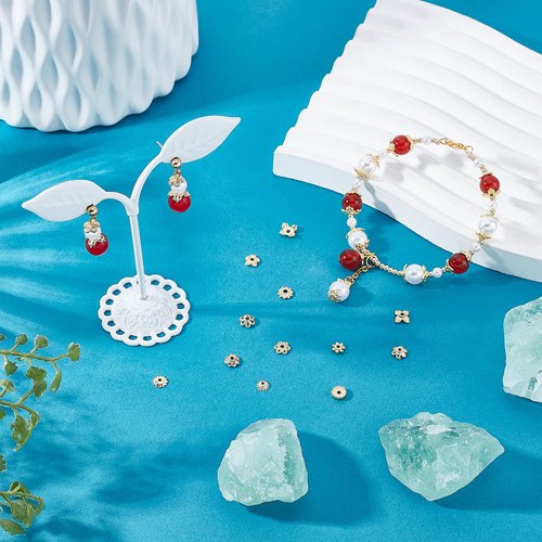 PH PandaHall 144pcs 24K Gold Plated Flower Bead Caps, 12 Styles Brass End Caps Golden Spacer Beads Caps 4~6mm Hollow Jewelry Spacer Caps for DIY Craft Earrings Bracelets Necklaces Jewelry Crafts